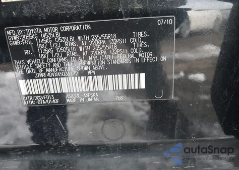 2010 Toyota Rav4 Sport from USA, damaged, VIN JTMRF4DVXA5036172